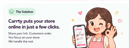 Happy local seller using a simple digital storefront